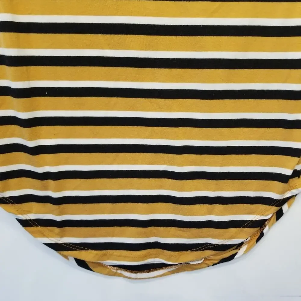 Revamped Girls T-Shirt Casual Dress Gold and‎ Black Striped Comfortable Size M